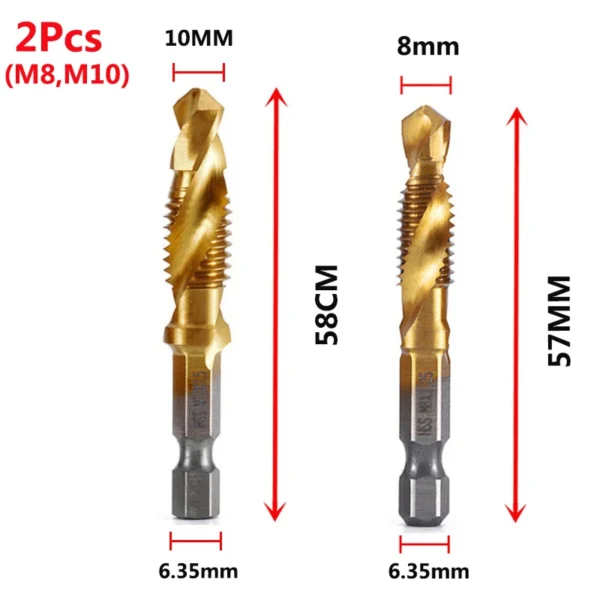 Hex Shank Titanium Plated HSS Screw Thread Metric Tap Drill Bits Screw Machine Compound Tap M3 M4 M5 M6 M8 M10 Hand Tools - Image 24