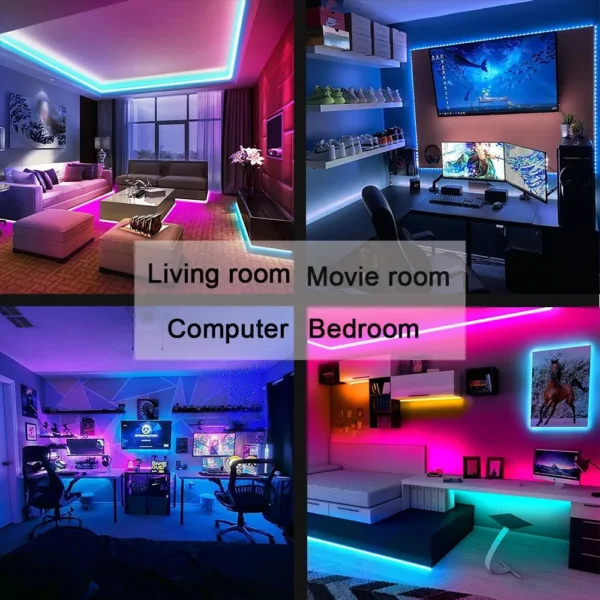 Bluetooth LED Strip Lights Smart SMD 5050 APP Remote Control Flexible Ribbon Diode Lamp Tape TV Backlights Game Room Home Decor - Image 16