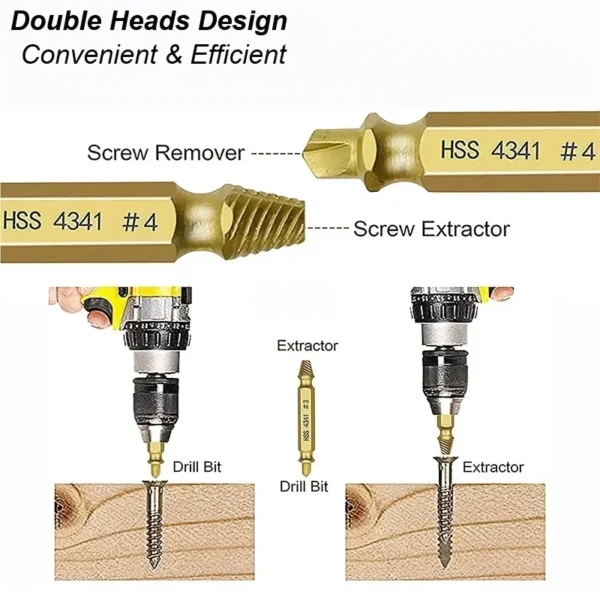Damaged Screw Extractor Set HSS Drill Bit Stripped Broken Remover Small Easily Quickly Take Out Kit Easy Demolition Power Tools - Image 3
