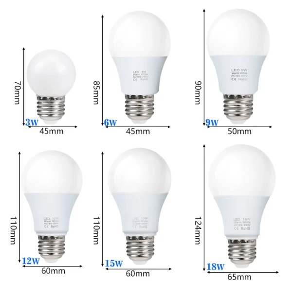 4pcs/lot E27 LED Bulb Lamps AC 220V SMD2835 3W 6W 9W 12W 15W 18W Lampada Led Light Bulbs Living Room Home Indoor LED Bombilla - Image 9