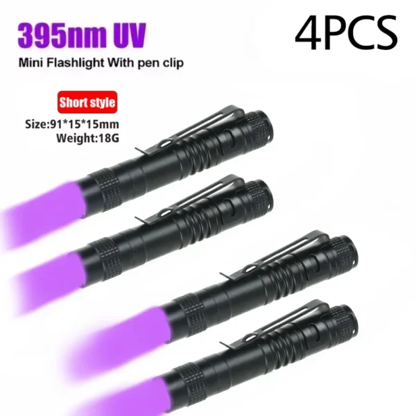 UV Flashlight 395nm Ultraviolet Torch With Pen Clip Portable AAA Batteries Used Violet Light Pet Urine Scorpion Detector UV Lamp - Image 8