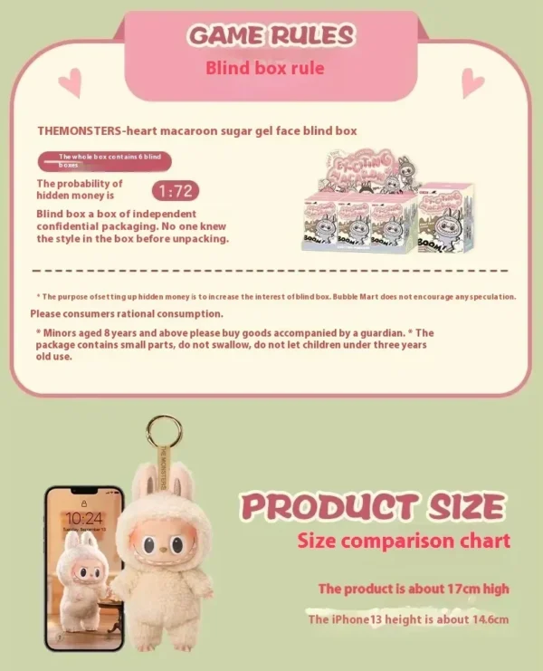 Original Labubu Heartbeat Macaron Face Series Blind Box Trendy Play Cute Handmade Model Mystery Box Collection Toy Birthday Gift - Image 10