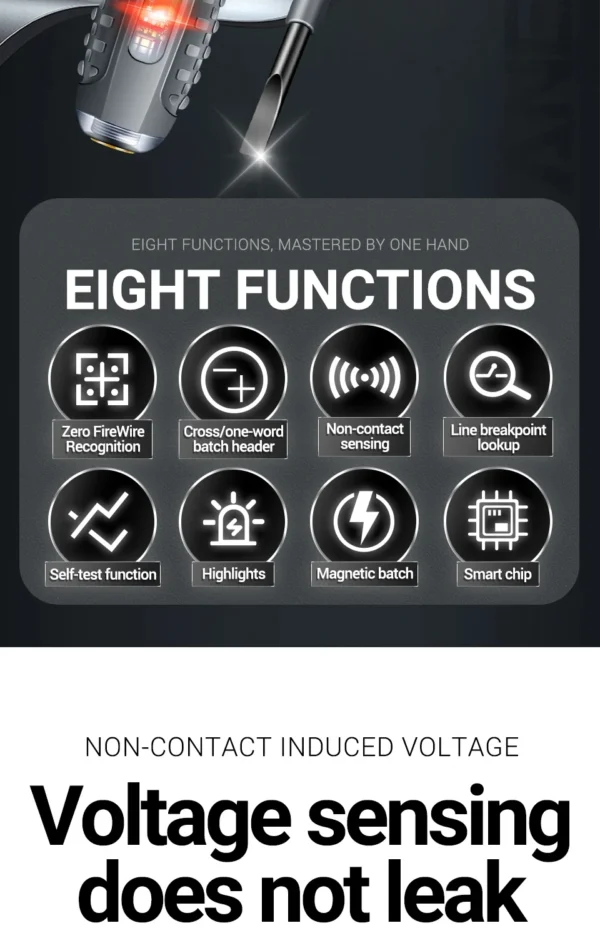 Multifunctional Electrician Test Screwdriver AC Non-contact Induction Test Pen Voltage Tester 70-600V Red Green Induction Lights - Image 9