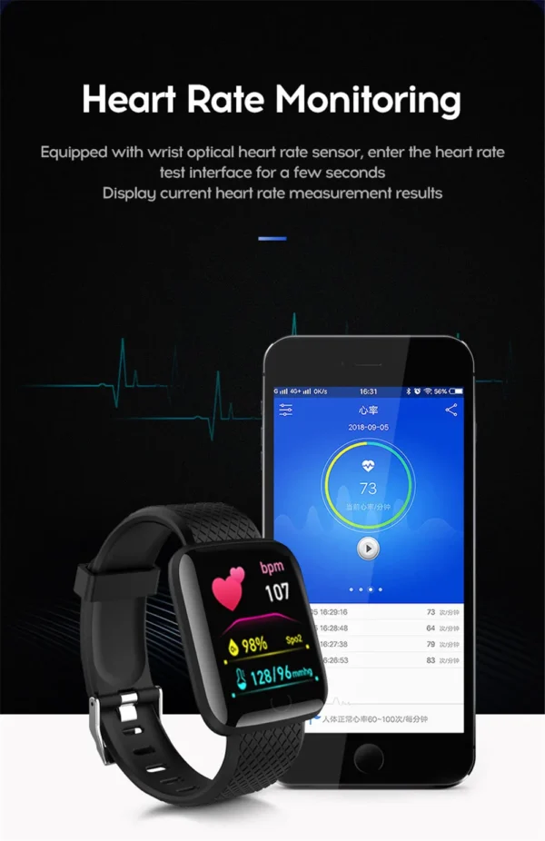 Smart Watch Sport Fitness Bracelet Control Music Message Display Pedometer Bluetooth Connect Smartwatch 116 Alarm Clock Weather - Image 22