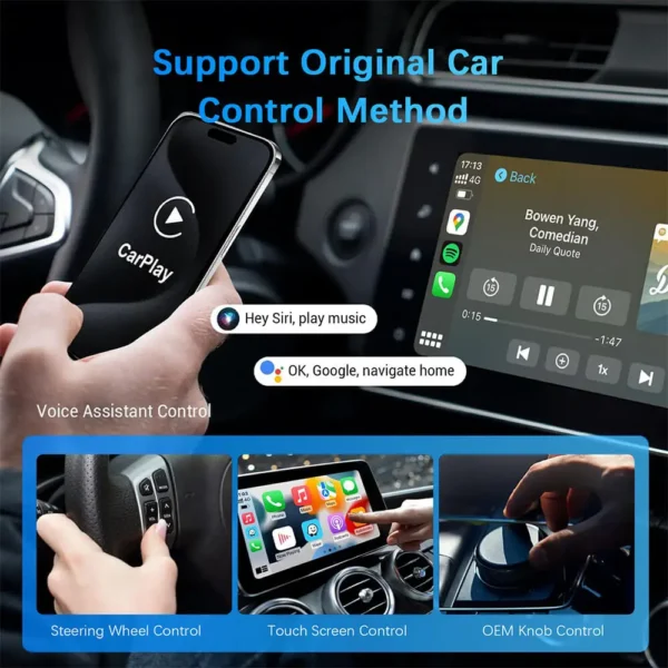 2in1 Wired to Wireless CarPlay Android Auto Adapter for OEM Car Stereo With USB Plug and Play - Image 6