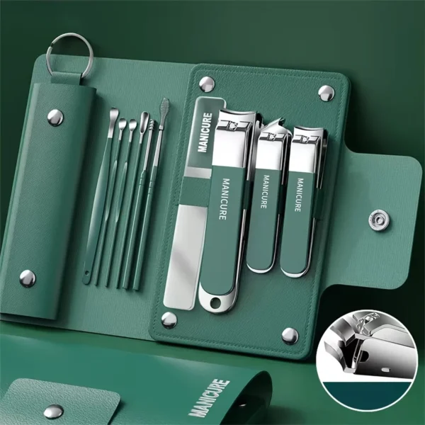 Ouriner 6-18Pcs Portable Manicure Sets Pedicure Kits Bright Black Nail Clipper Set Personal Care Tools Eyebrow Scissors - Image 19
