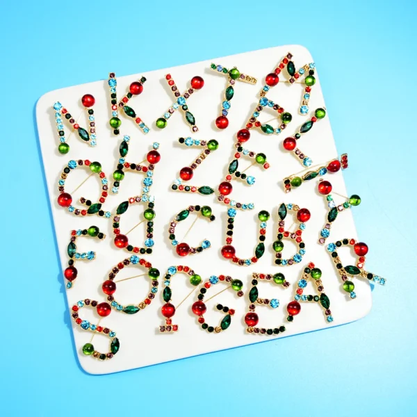 CINDY XIANG 26 Letters Rhinestone Alphabet Brooch Letter Pin Colorful Design Fashion Jewelry ABC Pin High Qulaity Winter Gift - Image 30