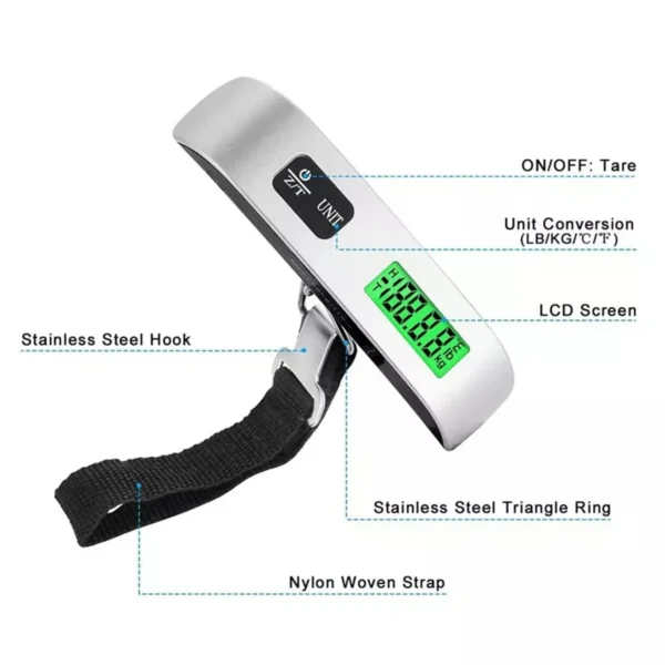 Luggage Scale 110lb 50kg Digital Handheld Portable Hanging Baggage Scale for Travel Suitcase Weight Scale - Image 4