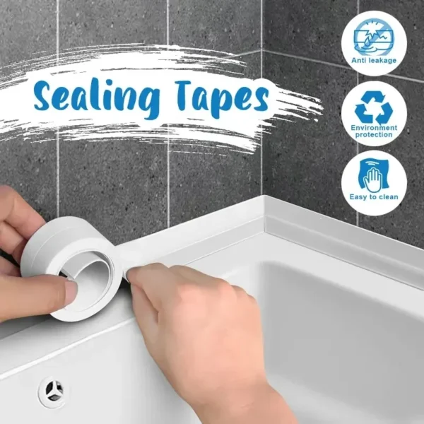 1 Roll of Waterproof White PVC Self-Adhesive Tape - Perfect for Bathroom, Sink & Kitchen - Super Strong Stickiness! - Image 3
