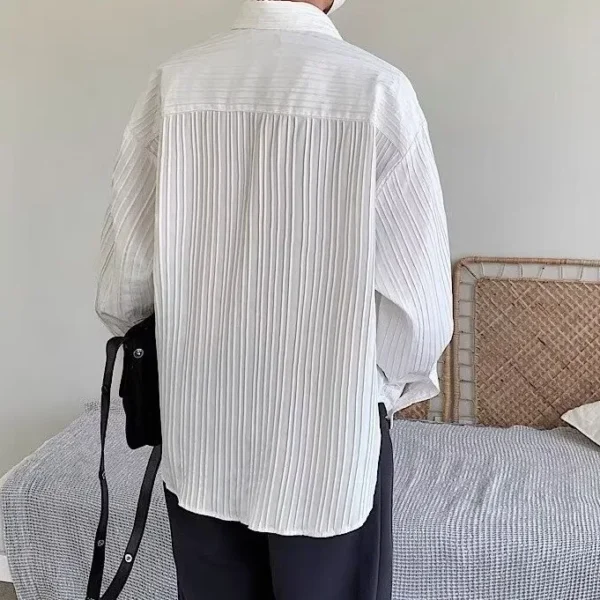 New Men's Casual Blouse Shirt Tops Long Sleeve Tee Shirt Spring Autumn Slanted Placket Vintage Shirts Renaissance Shirt - Image 5