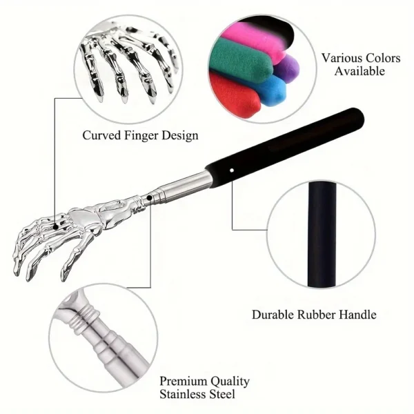 Portable Extendable Back Scratcher Stainless Steel Telescoping Back Scratcher for Both Human and Pets Extendable Back Massager - Image 4