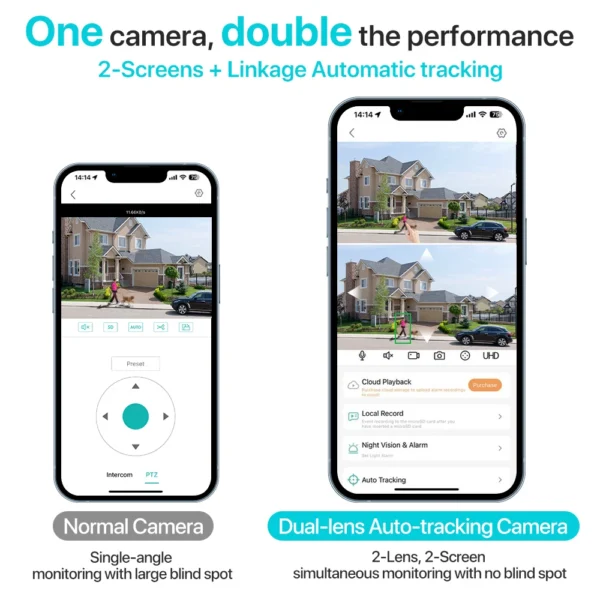 4K 8MP HD Wifi PTZ Camera Outdoor 4MP Dual Lens Dual Screen AI Auto Tracking IP Camera CCTV Audio Video Surveillance P2P iCSee - Image 13