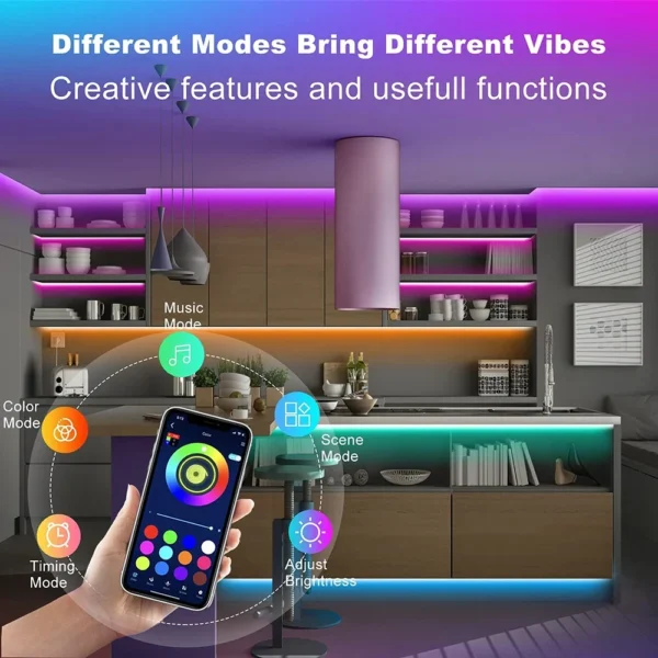 Bluetooth LED Strip Lights Smart SMD 5050 APP Remote Control Flexible Ribbon Diode Lamp Tape TV Backlights Game Room Home Decor - Image 13