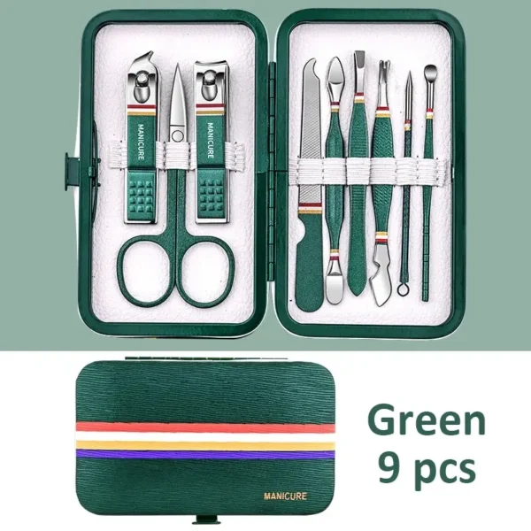 Ouriner 6-18Pcs Portable Manicure Sets Pedicure Kits Bright Black Nail Clipper Set Personal Care Tools Eyebrow Scissors - Image 10