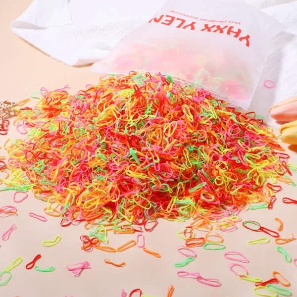 500/1000/2000pcs Girls Colourful Disposable Rubber Band Hair Ties Headband Children Ponytail Holder Bands Kids Hair Accessories - Image 11