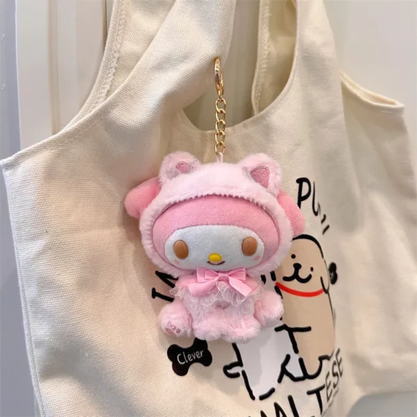 Sanrio Hello Kitty Keychain My Melody Kuromi Plush Keyring Kawaii Cinnamoroll Children Toys Keychains Cute Pompom Purin Gifts - Image 6