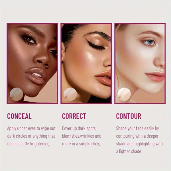 New Sponge Head Concealer for Dark Circles Freckles Acne Pigmentation and Blemishes Long Lasting Moisturizing Liquid Foundation - Image 4
