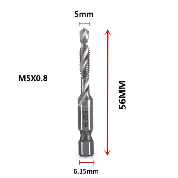 Hex Shank Titanium Plated HSS Screw Thread Metric Tap Drill Bits Screw Machine Compound Tap M3 M4 M5 M6 M8 M10 Hand Tools - Image 21