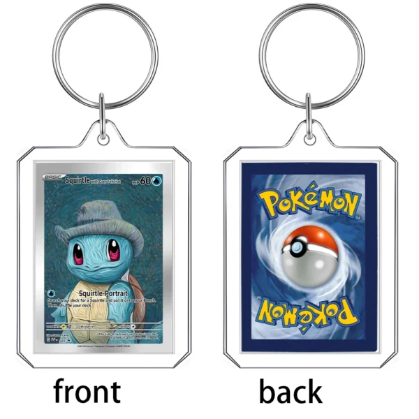 Anime Cartoon Card Acrylic Keychain Van Gogh Museum Pikachu Charizard Squirtle Collection Creative Pendant Charm Accessories Toy - Image 6