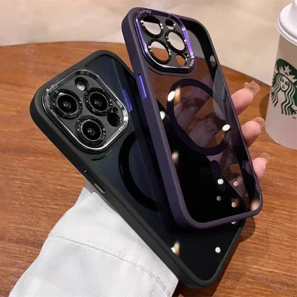 Luxury Magnetic Metal Lens Bumper Protection Case For iPhone 16 15 14 13 12 11 Pro Max 16 Plus Wireless Charge Hard Clear Cover - Image 17