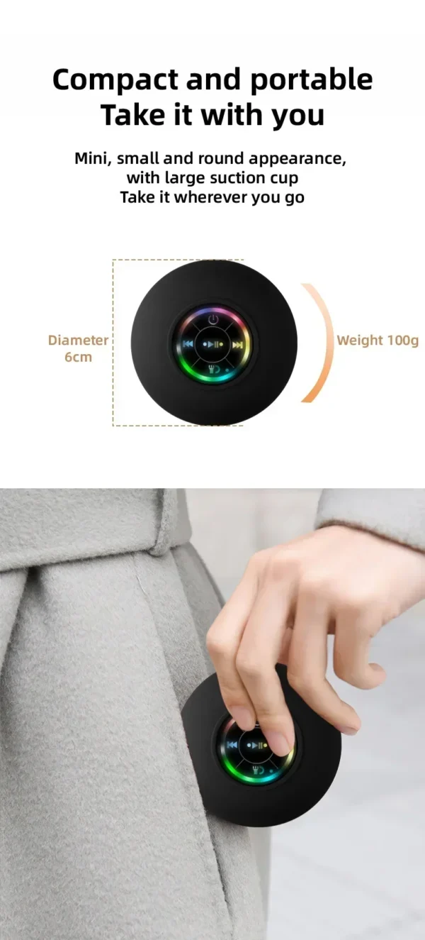 2025 Bathroom Waterproof Wireless LED Bluetooth Speaker Large Suction Cup Mini Portable Speaker Outdoor Sports Stereo Speaker - Image 13