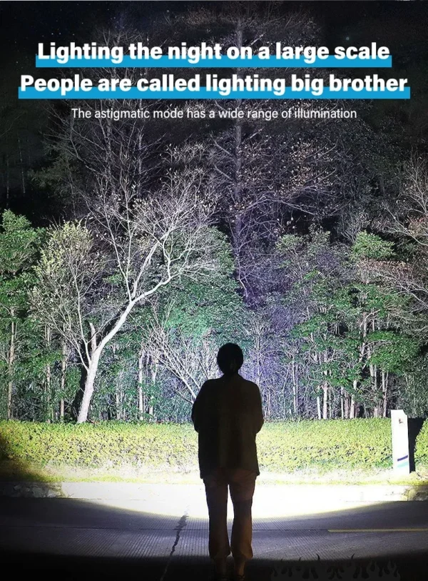 High Strong Power Led Flashlights 2000LM Tactical Torch with Display Light USB Charging Camping Fishing Emergency Zoom Lantern - Image 15