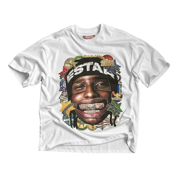 2024 Trendy Streetwear American Retro Spoof Portrait Print Oversized T-shirt Y2K Harajuku Rock Punk Style Pure Cotton Casual Top - Image 8