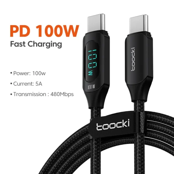 Toocki Type C to Type C Cable 100W PD Fast Charging Charger USB C to USB C Display Cable For Xiaomi POCO F3 Realme Macbook iPad - Image 14