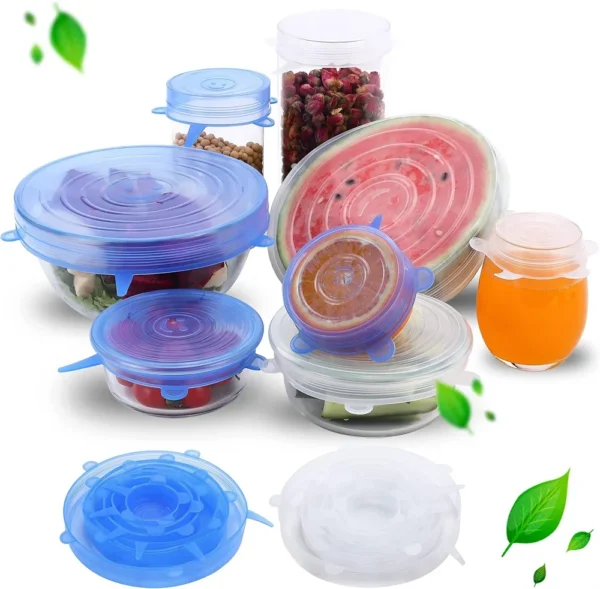 6Pcs Food Grade Silicone Preservation Cover Reusable Airtight Food Universal Dish Stretch Round Lids For Kitchen Accessories - Image 11