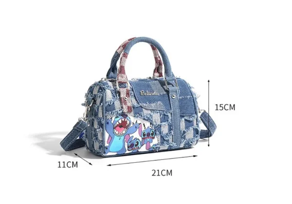 Stitch Cartoon Denim Shoulder Bags Contrast Color Fashion Handbags Women Tote Casual Satchel Backpacks Birthday Gifts For Girls - Image 8