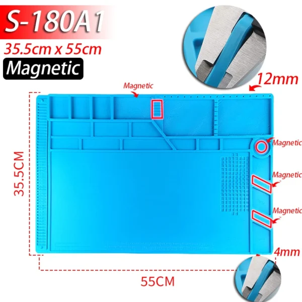 Soldering Station Mat Silicone Work Mat Heat Resistant 932°F Anti-Static Magnetic Mat for Electronic Phone Laptop Watch Repair - Image 19