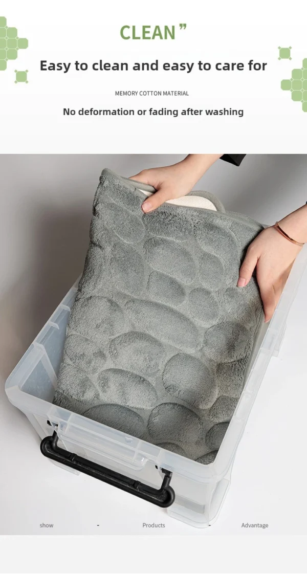 1pc Memory Foam Embossed Velvet Carpet Bathroom Living Room Non-Slip Mat Cobblestone Floor Mat Home Furnishings - Image 9