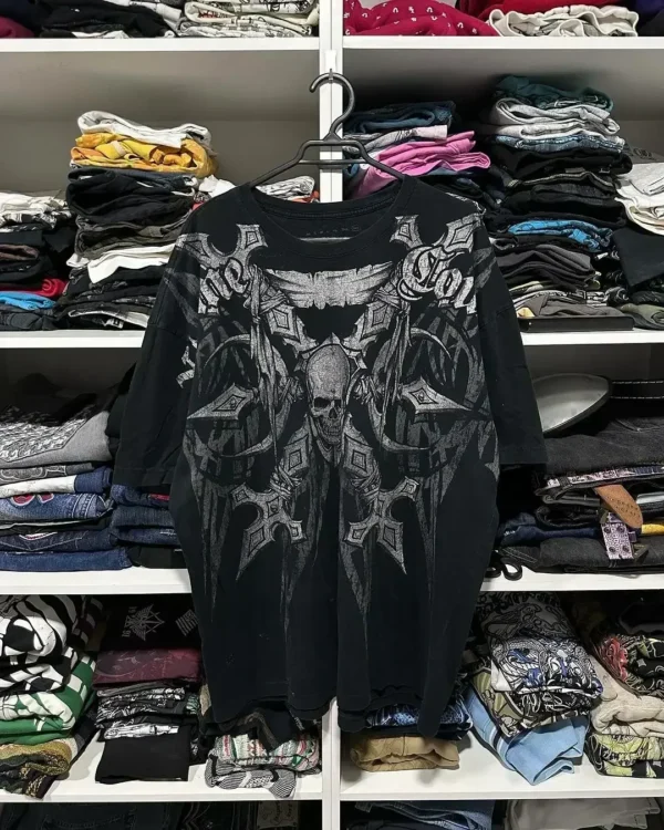 American street new fashion xzavier double-sided oversized printed cotton top personalized hip-hop Harajuku retro clothing - Image 13