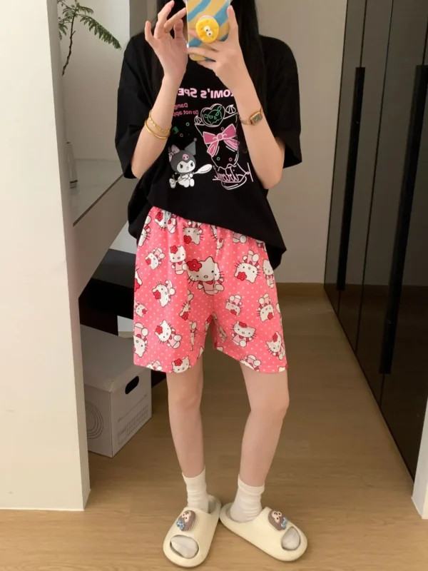 New KT Pajama Pants Woman Kawaii Home Shorts Summer Anime Loose Elastic Waist Girls Sleeping Homewear Soft Fashion Pant Gifts - Image 14