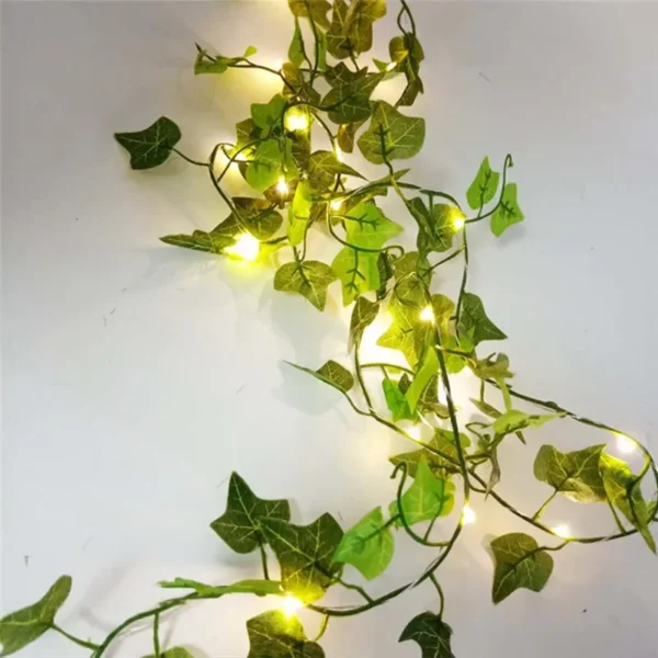 Flower Green Leaf String Lights Artificial Vine Fairy Lights Battery Powered Christmas Tree Garland Light for Weeding Home Decor - Image 8