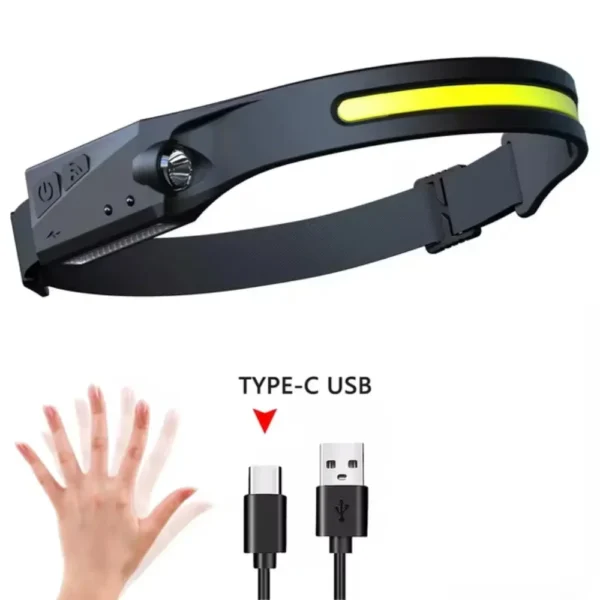 230°Bright Beam Headlamp LED Sensor Head lamp Built-in Battery USB Rechargeable Head Flashlight Outdoor Camping Fishing Headligh - Image 8