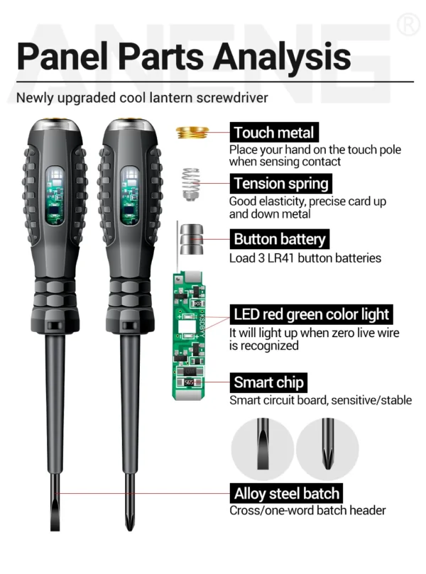 ANENG B05 Word/cross Screwdrivers Neon Bulb Indicator Meter Electric Pen Insulated Electrician Highlight Pocket Tester Pen Tools - Image 20