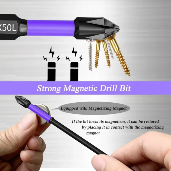 6/12 Pcs Magnetic Screwdriver Bits Non-slip Shockproof Phillips Impact Bits Hex Shank Alloy Steel Bits Suitable for Power Tools - Image 3