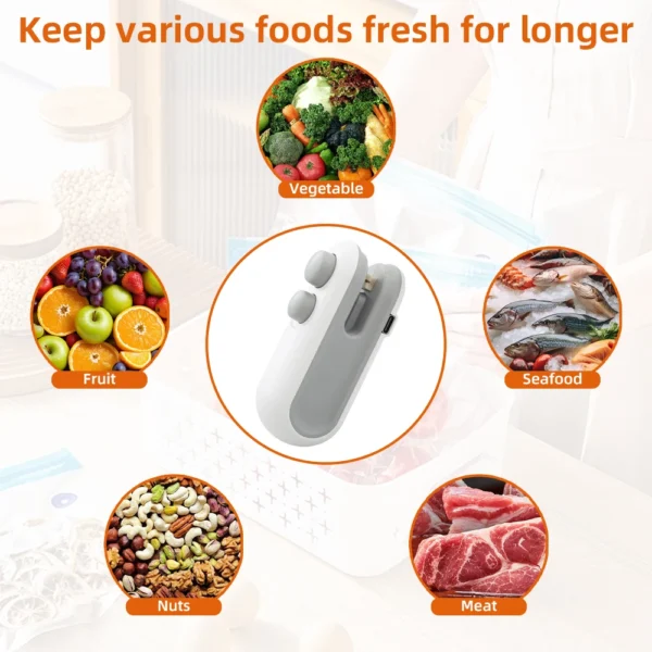 Mini Heat Bag Sealing Machine Package Sealer Bags Plastic Food Sealer Clip Bag Handheld Sealer Food Packaging Heat Sealer - Image 2
