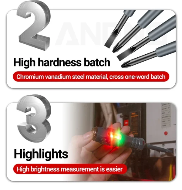 Multifunctional Electrician Test Screwdriver AC Non-contact Induction Test Pen Voltage Tester 70-600V Red Green Induction Lights - Image 16