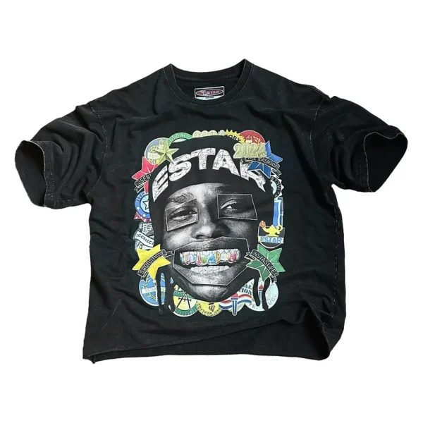 2024 Trendy Streetwear American Retro Spoof Portrait Print Oversized T-shirt Y2K Harajuku Rock Punk Style Pure Cotton Casual Top - Image 7