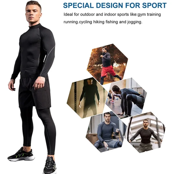 Men Sport T-shirt Quick Dry Bodybuilding Running Shirt Long Sleeve Compression Top Gym T Shirt Men Fitness Tight Rashgard - Image 5
