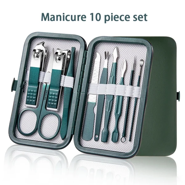 Ouriner 6-18Pcs Portable Manicure Sets Pedicure Kits Bright Black Nail Clipper Set Personal Care Tools Eyebrow Scissors - Image 5