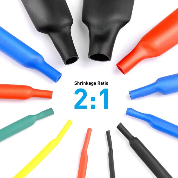 164/560pcs Polyolefin Heat Shrink Tubing Set 2:1 Shrink Ratio for Wires Cables Multicolor Sleeves - Image 3