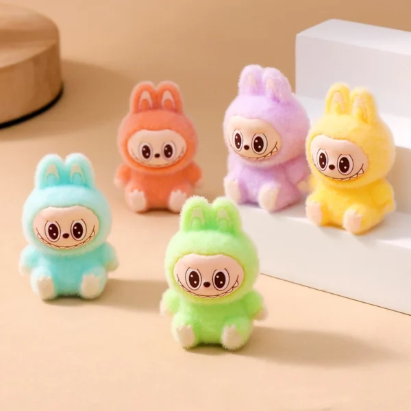 1/9PCS 4cm Cartoon Labubu Series Mini Flocking Exquisite Cute Doll Gift Diy Pendant Accessories Decoration Kawaii Toys Gifts - Image 4