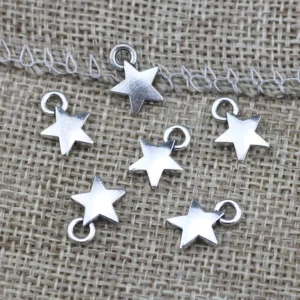 50 Pieces/lot  9x12mm Antique Silver Color Star Charms DIY Necklace Bracelet Pendant Handcraft Jewelry