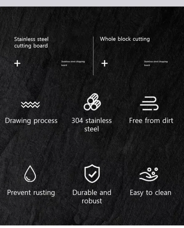 316 Stainless Steel Panel and Chopping Board Kitchen Household Thickened Double Sided Cutting Board Block Kneading Dough Board - Image 13