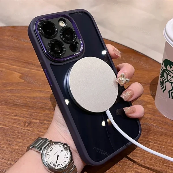 Luxury Magnetic Metal Lens Bumper Protection Case For iPhone 16 15 14 13 12 11 Pro Max 16 Plus Wireless Charge Hard Clear Cover - Image 18