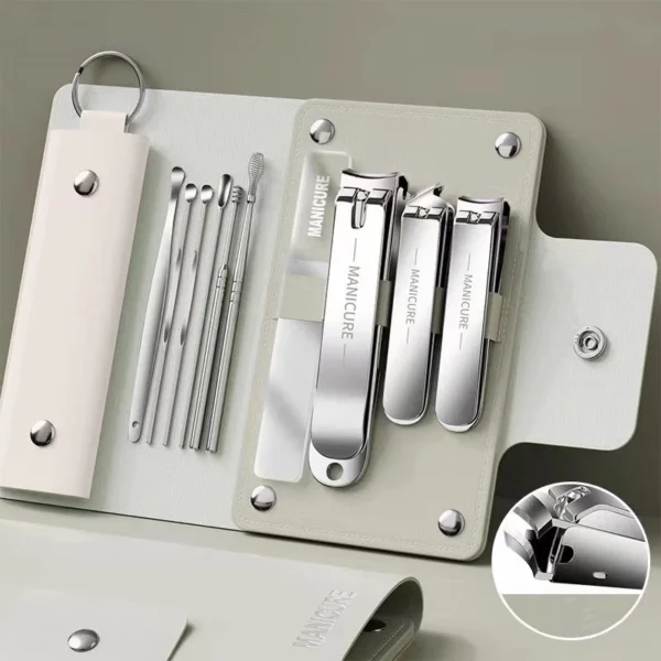 Ouriner 6-18Pcs Portable Manicure Sets Pedicure Kits Bright Black Nail Clipper Set Personal Care Tools Eyebrow Scissors - Image 16
