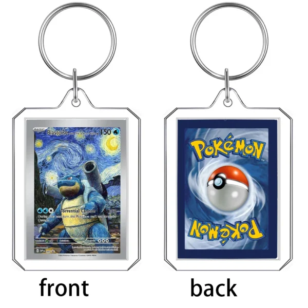 Anime Cartoon Card Acrylic Keychain Van Gogh Museum Pikachu Charizard Squirtle Collection Creative Pendant Charm Accessories Toy - Image 7